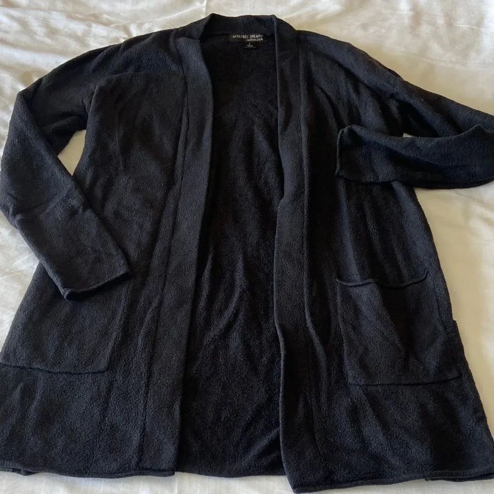 Barefoot Dreams Black Cozychic lite Open Front cardigan small